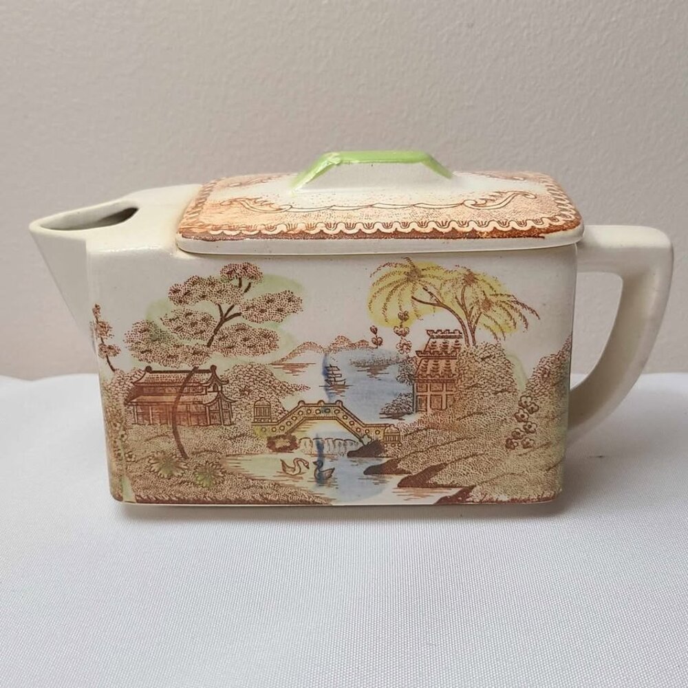 Vintage Japanese Gardens Rectangular Ceramic Creamer 6.25in x 2in x 3.5inH - Picture 8 of 8